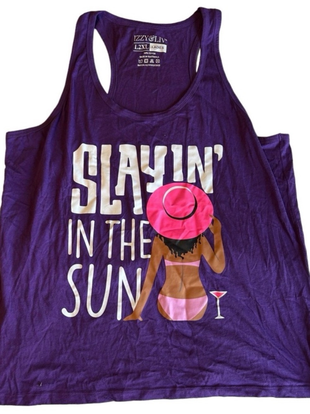 Izzy & Liv Purple Graphic Racerback Tank Top Size 2XL